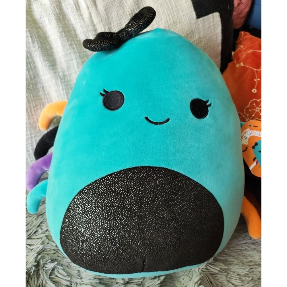 Squishmallows 12" Cheryl Teal Spider With Sparkle Belly and Bow Plush